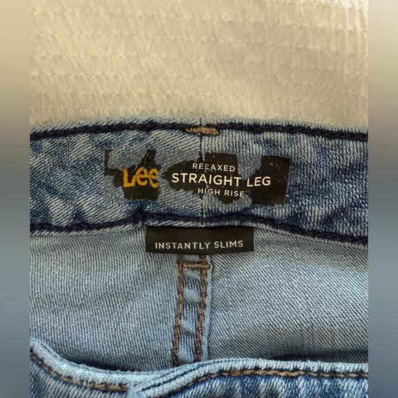 Lee Women’s Relaxed Straight Leg High Rise Instantly Slims Blue Jeans Size 16 - Picture 6 of 7